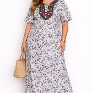Chic Embroidered Floral Maxi Dress